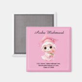 🎓 Alle tekst aangepast Chibi Rose Afstuderen Magneet (Voorkant / Achterkant)