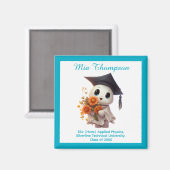 🎓 Alle tekst aanpasbaar Chibi Blauwe Afstuderen Magneet (Voorkant / Achterkant)
