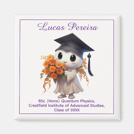 🎓 Alle tekst Chibi Natuurkunde Afstuderen Magneet (Voorkant)
