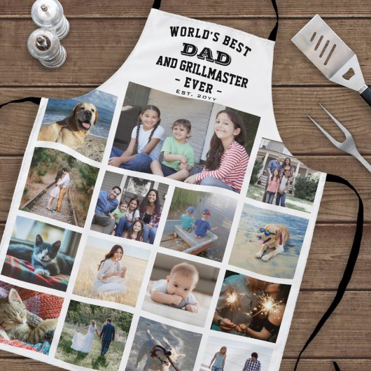 Alle tekst Foto Collage Best Dad Grill Master Whit Schort