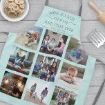 Alle tekst Foto Collage Best Mam Blauwgroen Blue & Schort<br><div class="desc">Viel de simpele vreugde van familie en kleinkinderen met een elegant aangepast fotocollage blauwgroen blauw en grijs schort. Afbeeldingen en alle tekst zijn eenvoudig aan te passen. Het citaat met de tekst 'World's Best Mam and Chef Ever We Love You' kan gepersonaliseerd worden voor mama, mama, oma, Nana, Grammy, Granny,...</div>