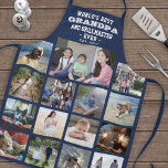 Alle tekst Foto collage Beste opa ooit blauw Schort<br><div class="desc">Viel de eenvoudige grapjes van familie en kinderen met een elegant aangepast foto-inkuilblauw en wit schort. Afbeeldingen en alle tekst zijn eenvoudig te personaliseren. Citaat dat "De Beste Opa van de Wereld en Grillmaster Est. 20YY" kan de namen van de kleinkinderen omvatten en worden aangepast voor Papa, Pop-pop, Paw-paw, Grandad,...</div>
