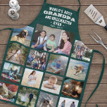 Alle tekst Foto collage Beste opa ooit groen Schort<br><div class="desc">Viel de eenvoudige vreugde van familie en kinderen met een elegante douane foto collage groen en wit schort. Afbeeldingen en alle tekst zijn eenvoudig te personaliseren. Citaat dat "De Beste Opa van de Wereld en Grillmaster Est. 20YY" kan de namen van de kleinkinderen omvatten en worden aangepast voor Papa, Pop-pop,...</div>