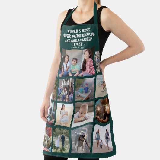 Alle tekst Foto collage Beste opa ooit groen Schort (Insitu)