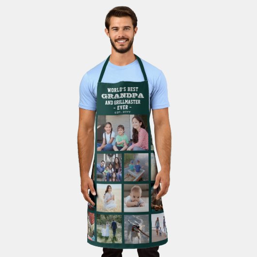 Alle tekst Foto collage Beste opa ooit groen Schort (Gedragen)