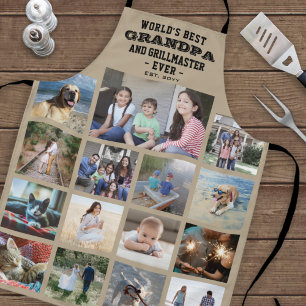 Alle tekst Foto collage Beste opa ooit Khaki Schort