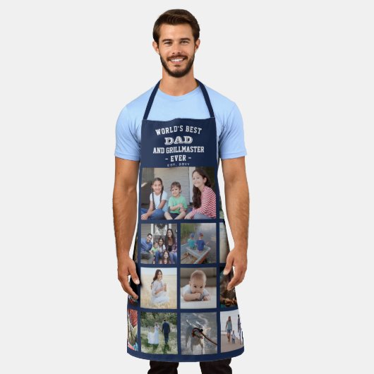 Alle tekstfoto's Collage Beste pap Grill Master Bl Schort (Gedragen)