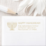 Alle tekstMenorah Gold Hanukkah Return Address Etiket<br><div class="desc">Voeg de perfecte Hanukkah-kaart toe die eindigt met deze elegante witte en gouden labels voor retouradressen. Het goud is niet-metallisch bedrukte kleur, geen folie. Al tekst kan gemakkelijk met om het even welke groet, naam, en adres worden aangepast. Het ontwerp is uitgerust met een eenvoudige menorah met verlichte kaarsen en...</div>