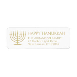 Alle tekstMenorah Gold Hanukkah Return Address Etiket