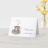 Alle tijd is theetijd Thee Slogan Quote Vintage Ko Kaart (Gele Bloem)