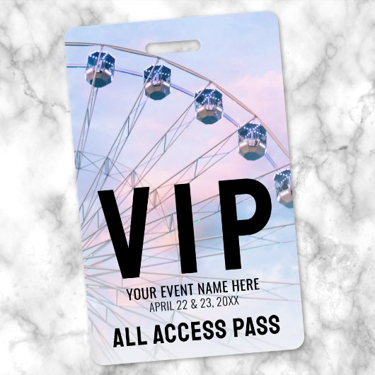 Alle Toegang Evenement VIP Badge
