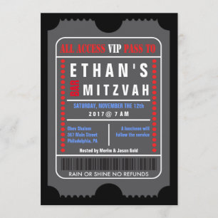 ALLE TOEGANG VIP PASS Bar Mitzvah Uitnodiging