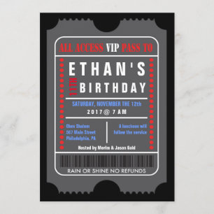 ALLE TOEGANG VIP PASS BIRTHDAY-uitnodiging Kaart