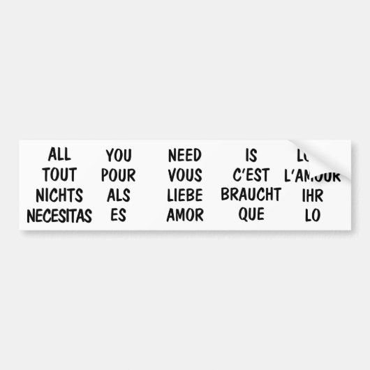Alle Tout Nichts Necesitas Bumpersticker (Voorkant)