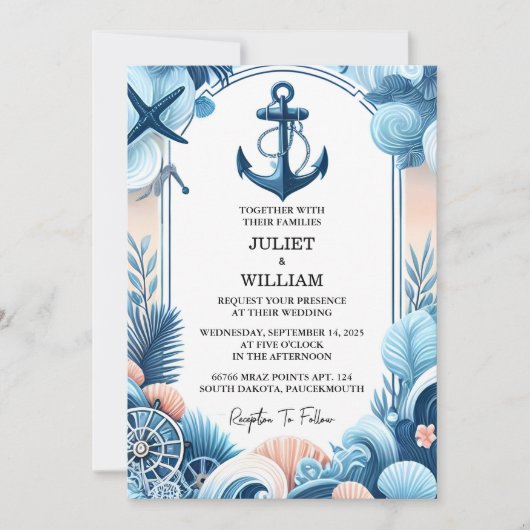 Alle touw knoop boot schip marine blauw nautische  kaart (Voorkant)