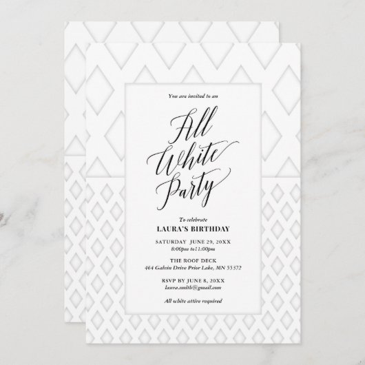 Alle uitnodiging van de Witte Partij (Voorkant / Achterkant)