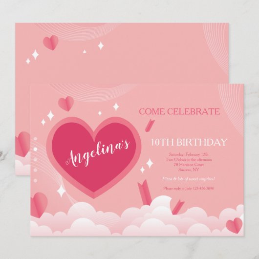 Alle uitnodigingen van de partij van de Hart Birth (Voorkant / Achterkant)