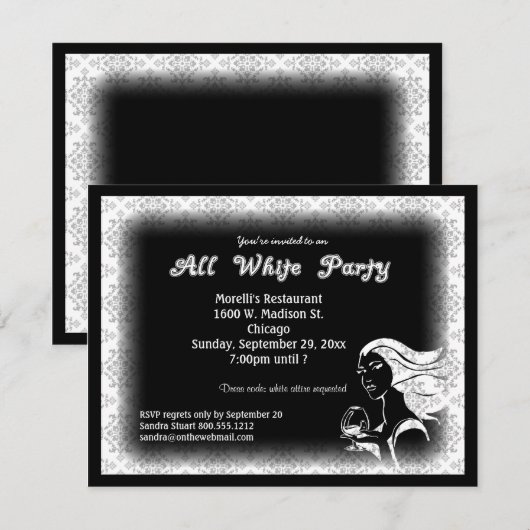 Alle uitnodigingen van het Witte Thema van de Part (Voorkant / Achterkant)