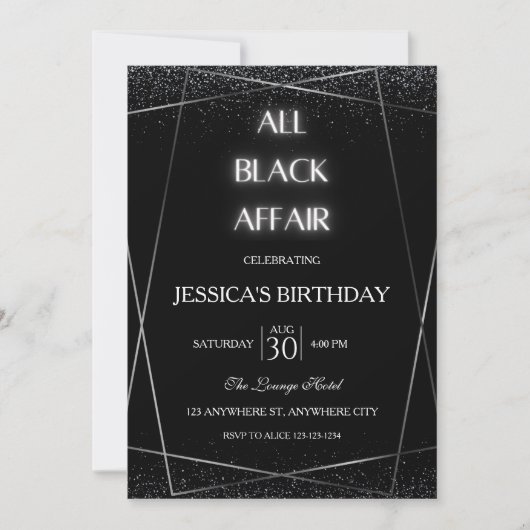Alle uitnodigingen voor Birthday Party voor Black (Voorkant)