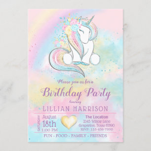 Alle Unicorn Rainbow Birthday Party Kaart