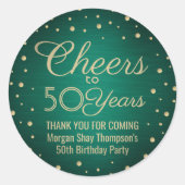 ALLE Verjaardags Cheers Geborsteld Groen & Goud Co Ronde Sticker (Voorkant)