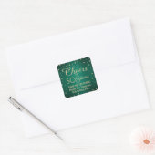 ALLE Verjaardags Cheers Geborsteld Groen & Goud Co Vierkante Sticker (Envelop)