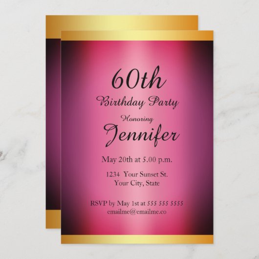 Alle verjaardagsfeestroze goud kaart (Voorkant / Achterkant)