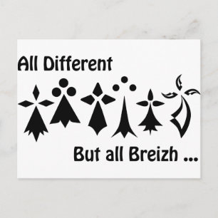 Alle verschillende, maar alle Breizh Bretagne Briefkaart