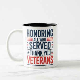 Alle veteranen bedankt Veteranendag Tweekleurige Koffiemok