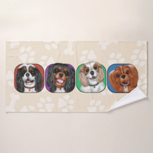 Alle vier Cavalier King Charles, Cute   Badhanddoek