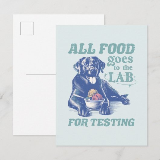 Alle voedsel gaat naar het Black Lab voor het test Briefkaart (Voorkant / Achterkant)