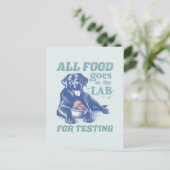 Alle voedsel gaat naar het Black Lab voor het test Briefkaart (Staand voorkant)