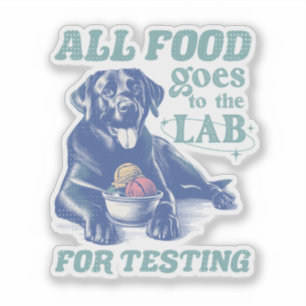 Alle voedsel gaat naar het Black Lab voor het test Sticker
