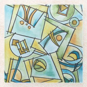 Alle Vormen En Maten-Moderne Geometrische Kunst Glazen Onderzetter