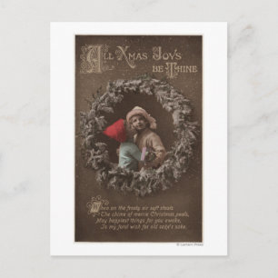 Alle Vreugden van KERSTMIS zijn het Kinder Kussen Feestdagenkaart