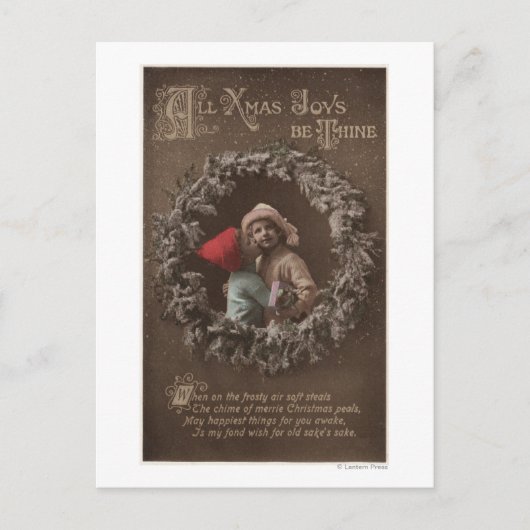 Alle Vreugden van KERSTMIS zijn het Kinder Kussen Feestdagenkaart (Voorkant)