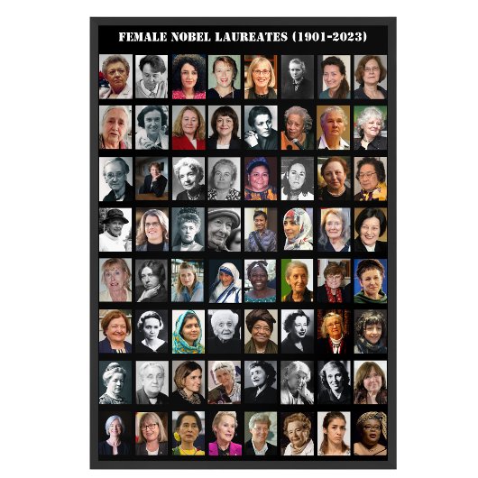 Alle Vrouw Nobelprijswinnaars van 1901-2023 Poster