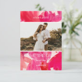Alle Waterverf Liefde Roze Foto opslaan Datum Save The Date (Staand voorkant)