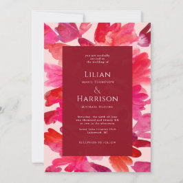 Alle Waterverf van de Liefde Roze Rood Wedding Uit Kaart
