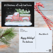 Alle wegen leiden naar huis met  pick-up truck feestdagenkaart