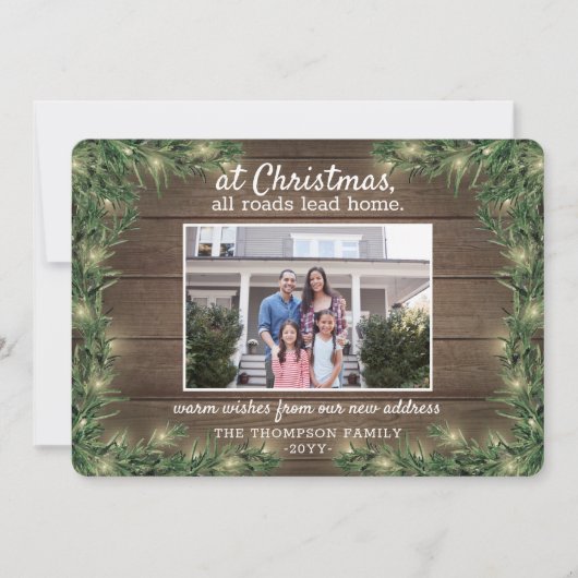 Alle wegen leiden naar huis Nieuw adres 2 Foto Ker Feestdagenkaart (Voorkant)