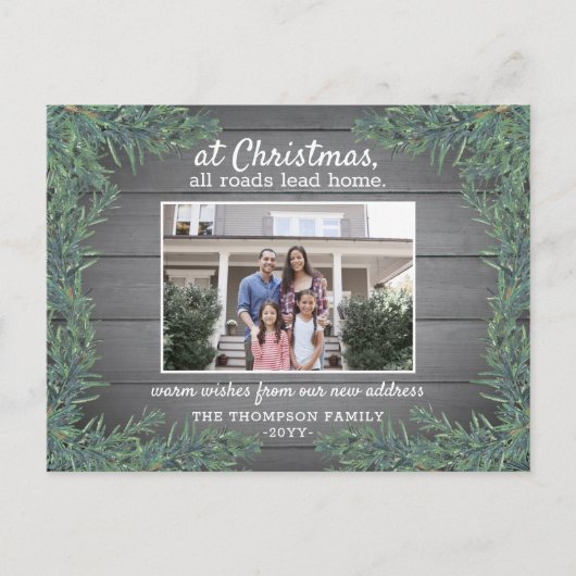 Alle wegen leiden naar huis Nieuw adres Kerstmis 1 Feestdagenkaart (Voorkant)