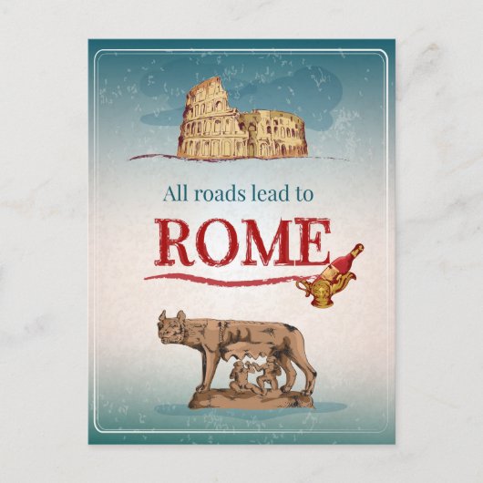 Alle wegen leiden naar Rome Briefkaart (Voorkant)