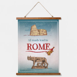 Alle wegen leiden naar Rome Hangend Wandkleed