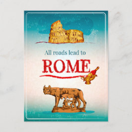Alle wegen leiden naar Rome Italië, reisvakantie Briefkaart