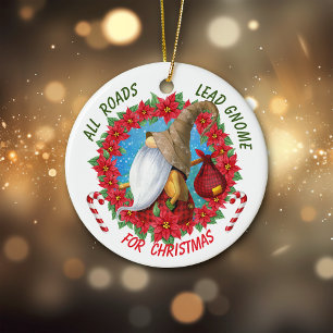 Alle wegen leiden voor kerstmis keramisch ornament