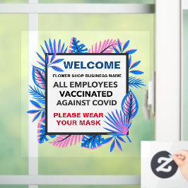 Alle werknemers gevaccineerd Draag Mondkapje Aange Raamsticker