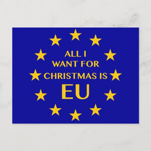 Alle wil ik want Kerstmis de EU is. Het Briefkaart (Voorkant)