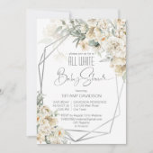 Alle wit baby shower zilver lijst bloemen kaart (Voorkant)