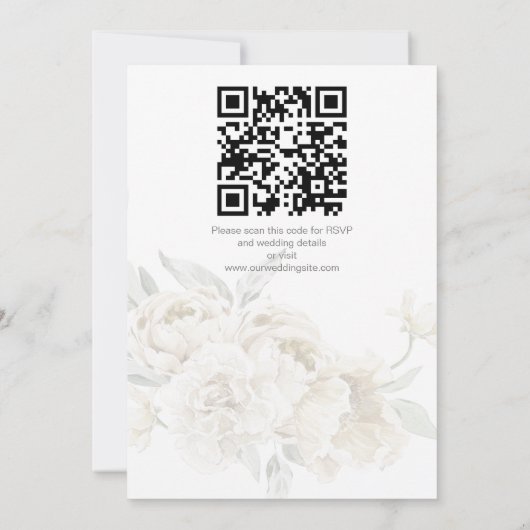 Alle wit zilver lijst wit bloemenbruiloft kaart (Achterkant)